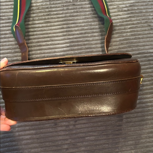 Vintage Polo by Ralph Lauren Brown Crossbody Bag with Green and Red Strap - Picture 5 of 16
